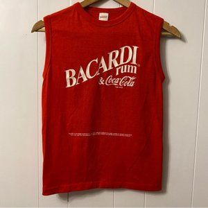 Vintage 1985 Bacardi Rum Coca Cola Tank USA Red Single Stitch Rare Sleeveless
